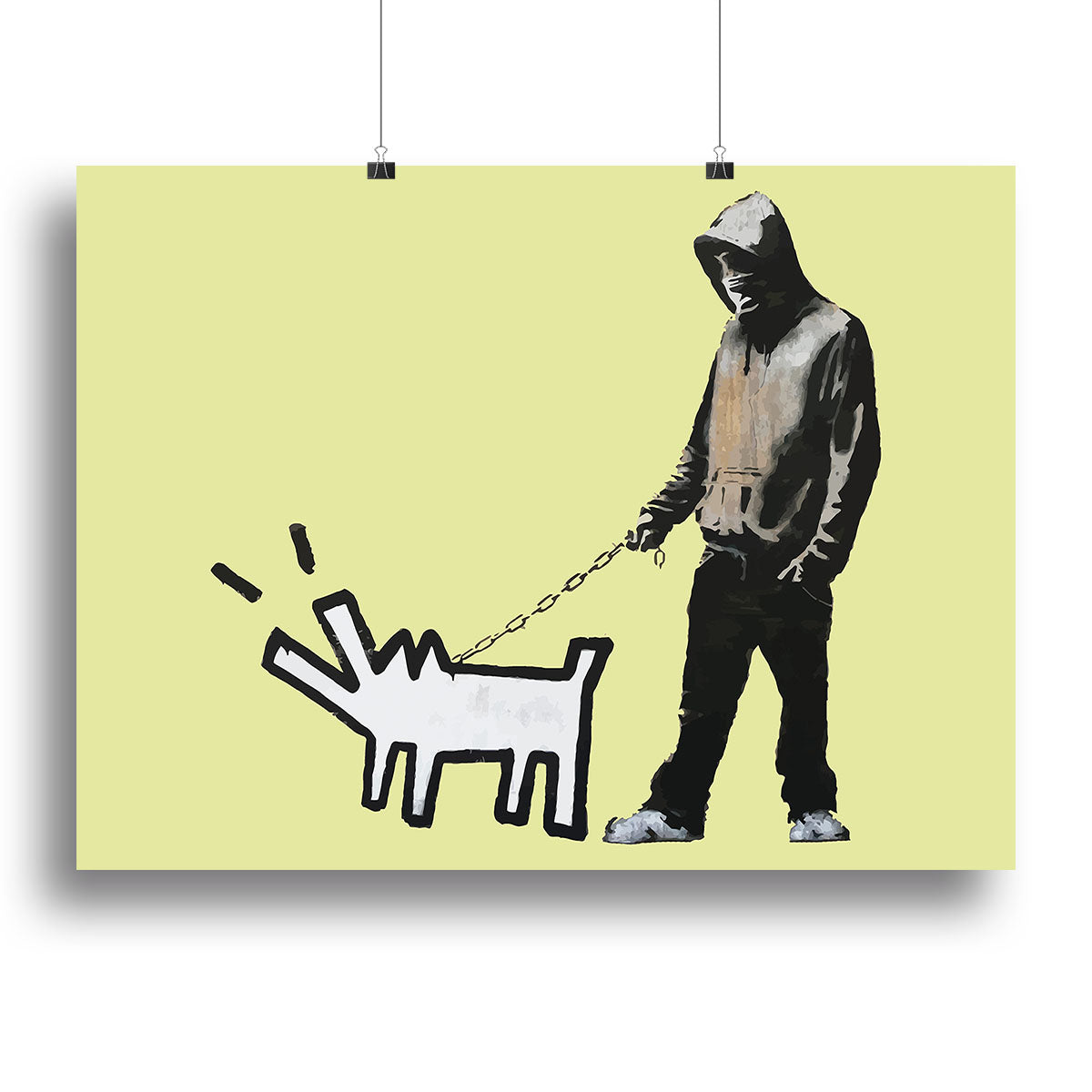 Banksy Keith Haring Dog Yellow Canvas Print or Poster - Canvas Art Rocks - 2