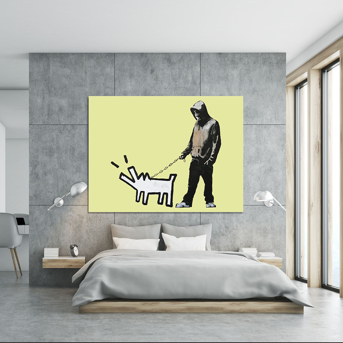 Banksy Keith Haring Dog Yellow Canvas Print or Poster - Canvas Art Rocks - 5