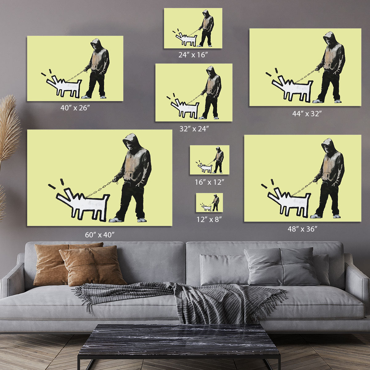 Banksy Keith Haring Dog Yellow Canvas Print or Poster - Canvas Art Rocks - 7
