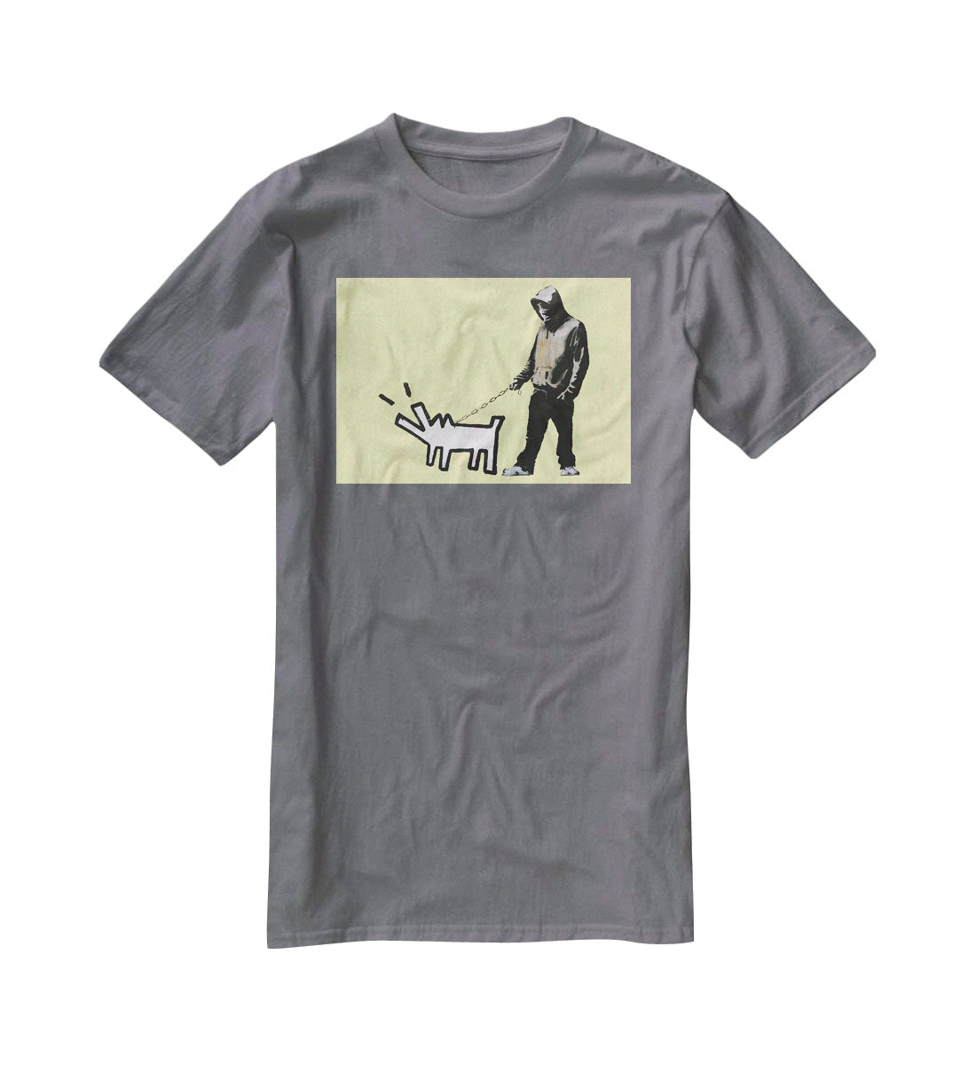 Banksy Keith Haring Dog Yellow T-Shirt - Canvas Art Rocks - 3