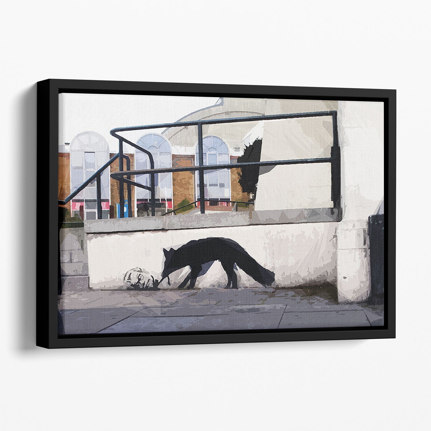 Banksy Kentucky Fox Floating Framed Canvas - Canvas Art Rocks - 1