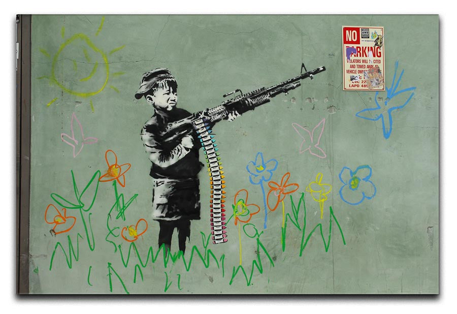 Banksy Crayon Child Soldier Canvas Print & Poster - US Canvas Art Rocks