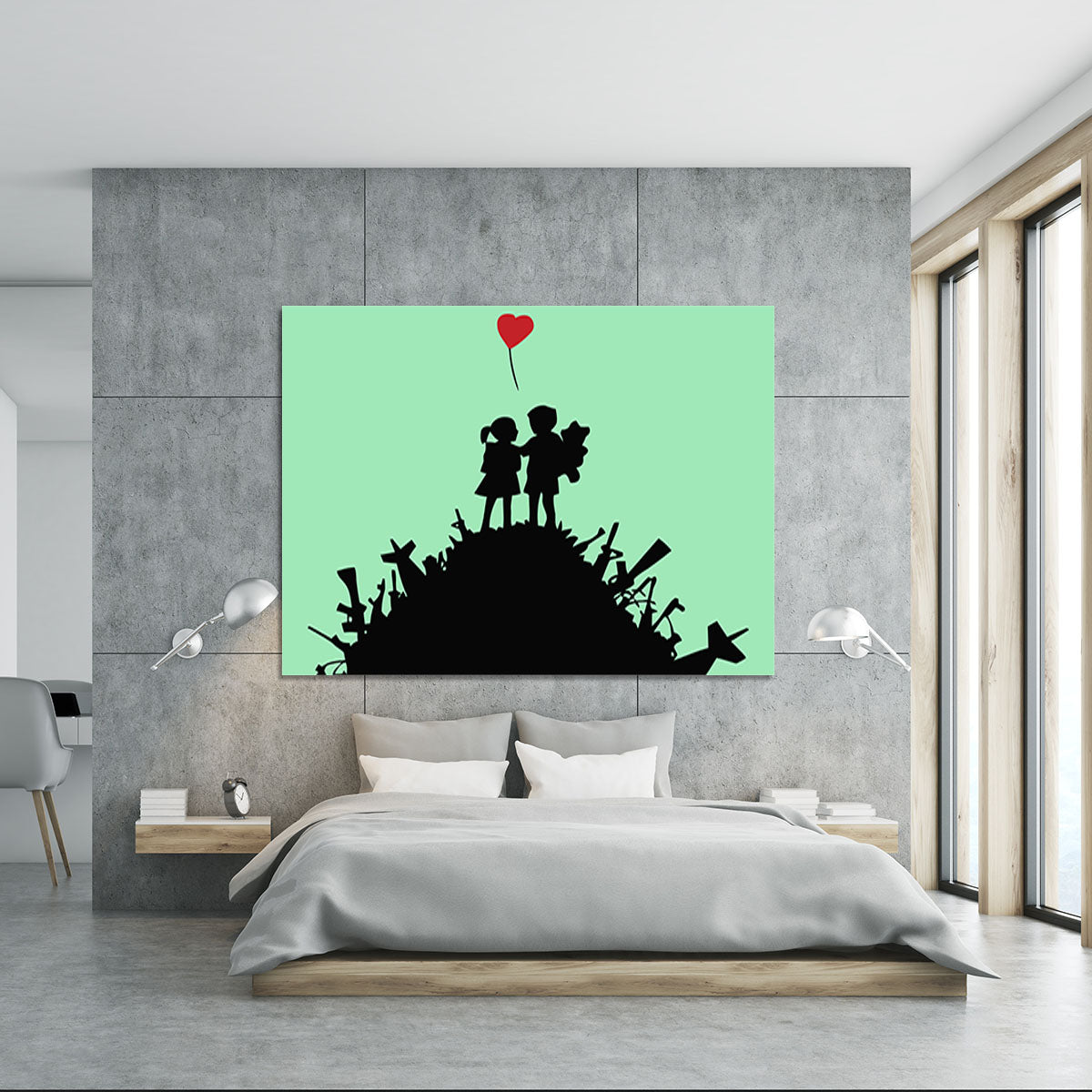 Banksy Kids On Gun Hill Green Canvas Print or Poster - Canvas Art Rocks - 5