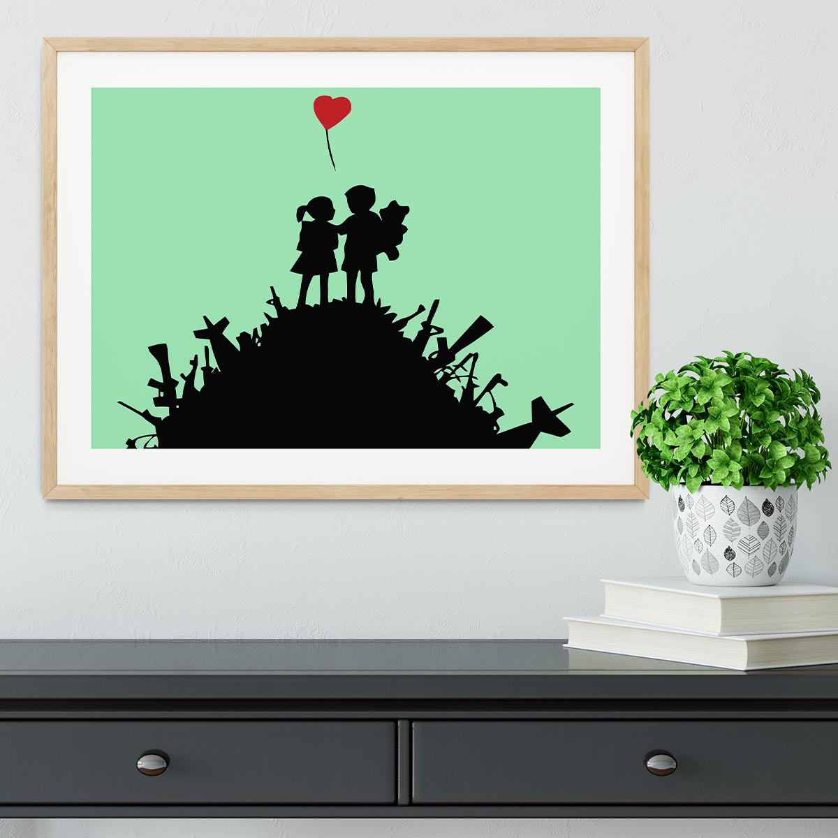 Banksy Kids On Gun Hill Green Framed Print - Canvas Art Rocks - 3