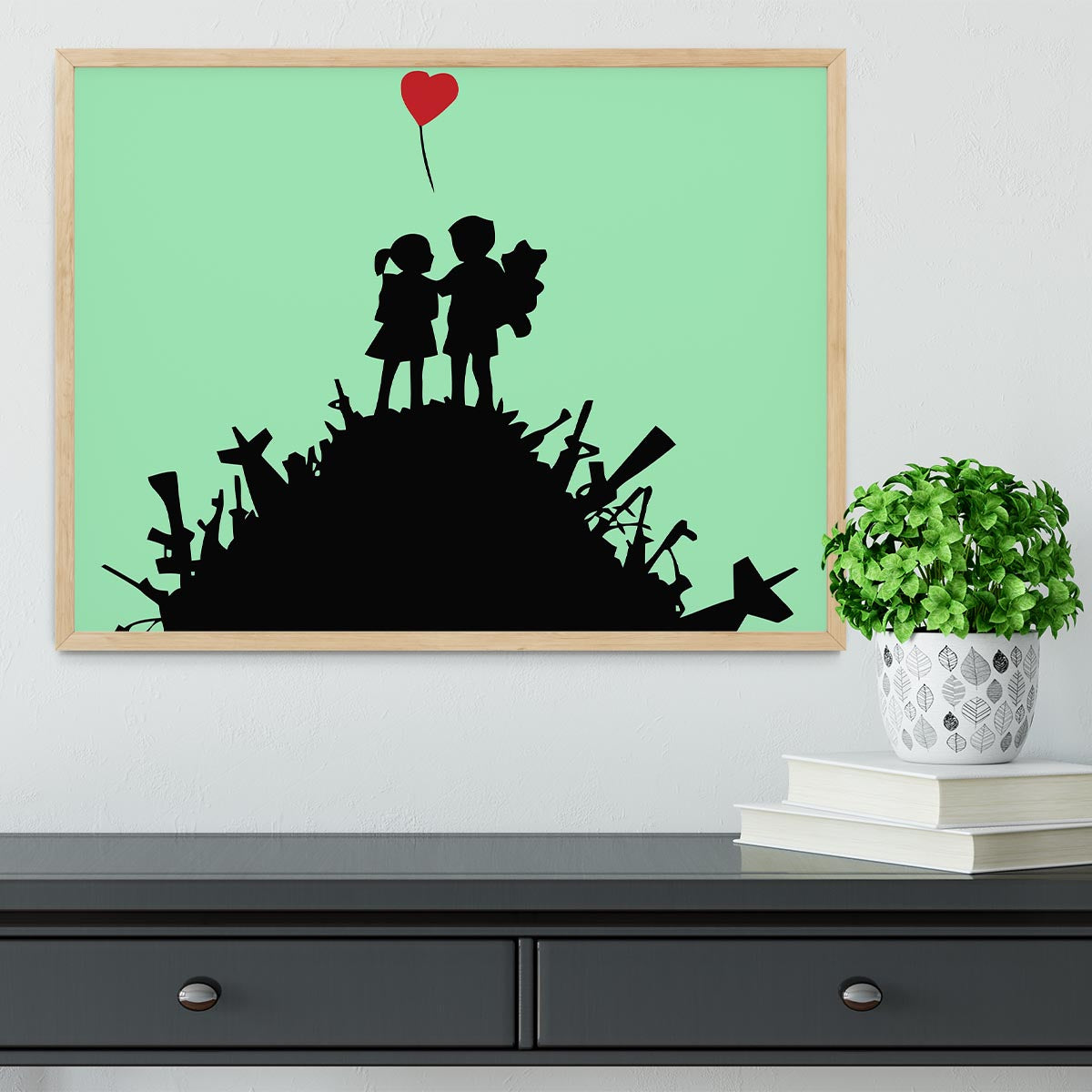 Banksy Kids On Gun Hill Green Framed Print - Canvas Art Rocks - 4