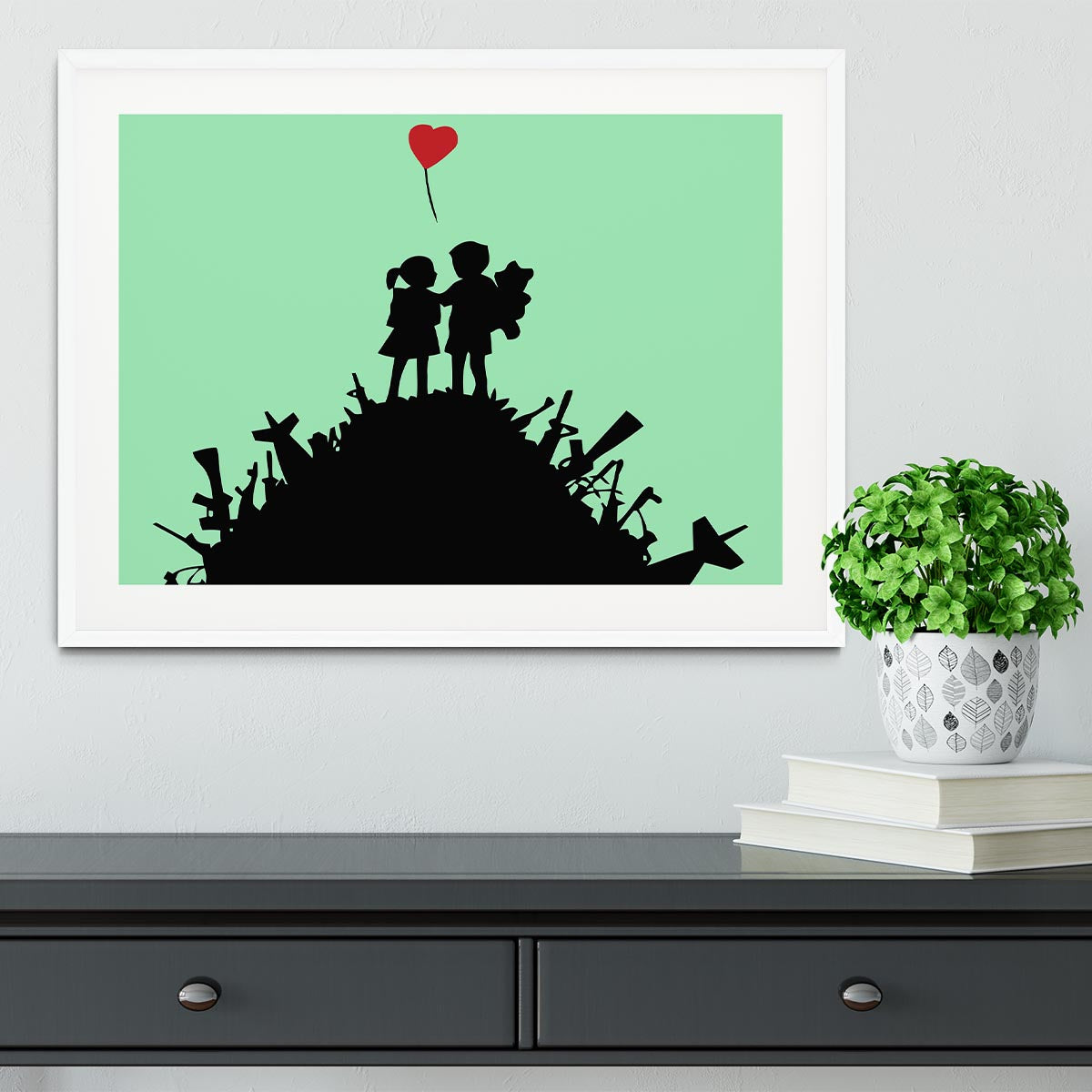 Banksy Kids On Gun Hill Green Framed Print - Canvas Art Rocks - 5