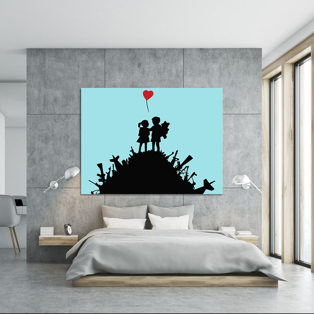 Banksy Kids On Gun Hill Light Blue Canvas Print or Poster - Canvas Art Rocks - 5