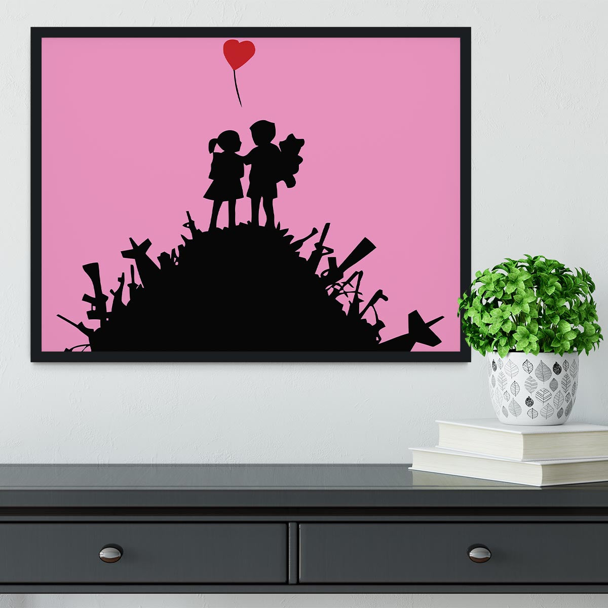 Banksy Kids On Gun Hill Pink Framed Print - Canvas Art Rocks - 2