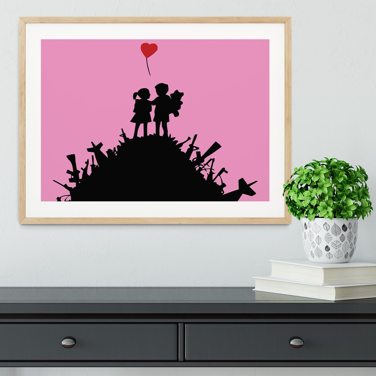 Banksy Kids On Gun Hill Pink Framed Print - Canvas Art Rocks - 3