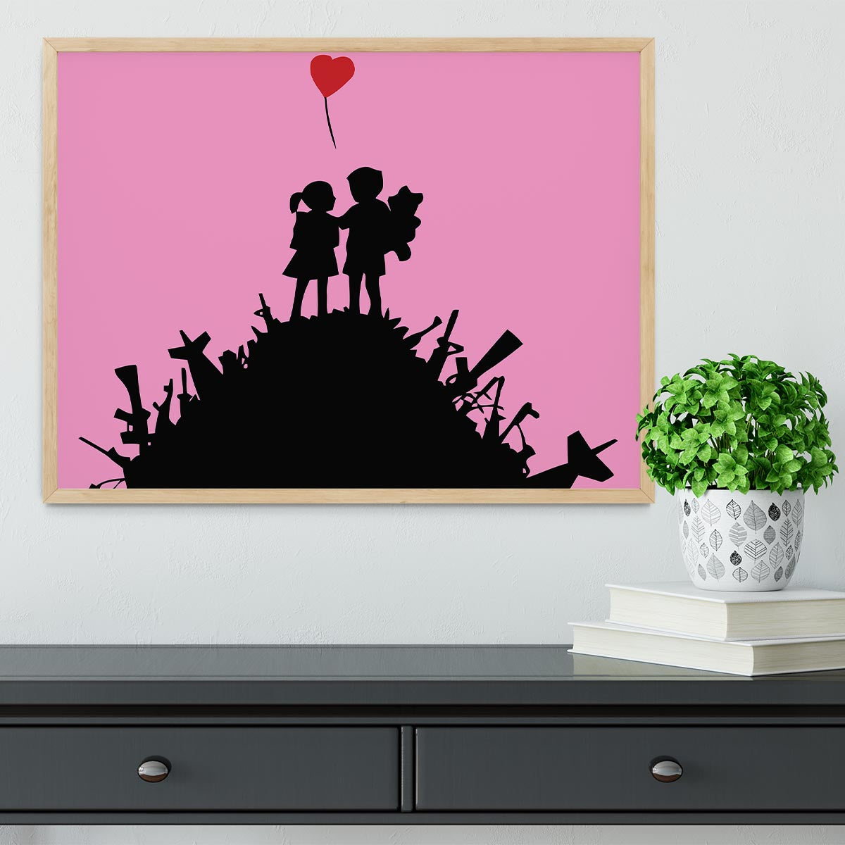 Banksy Kids On Gun Hill Pink Framed Print - Canvas Art Rocks - 4