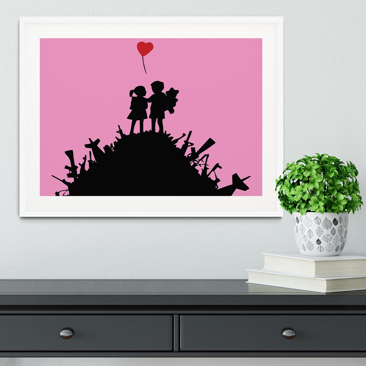 Banksy Kids On Gun Hill Pink Framed Print - Canvas Art Rocks - 5