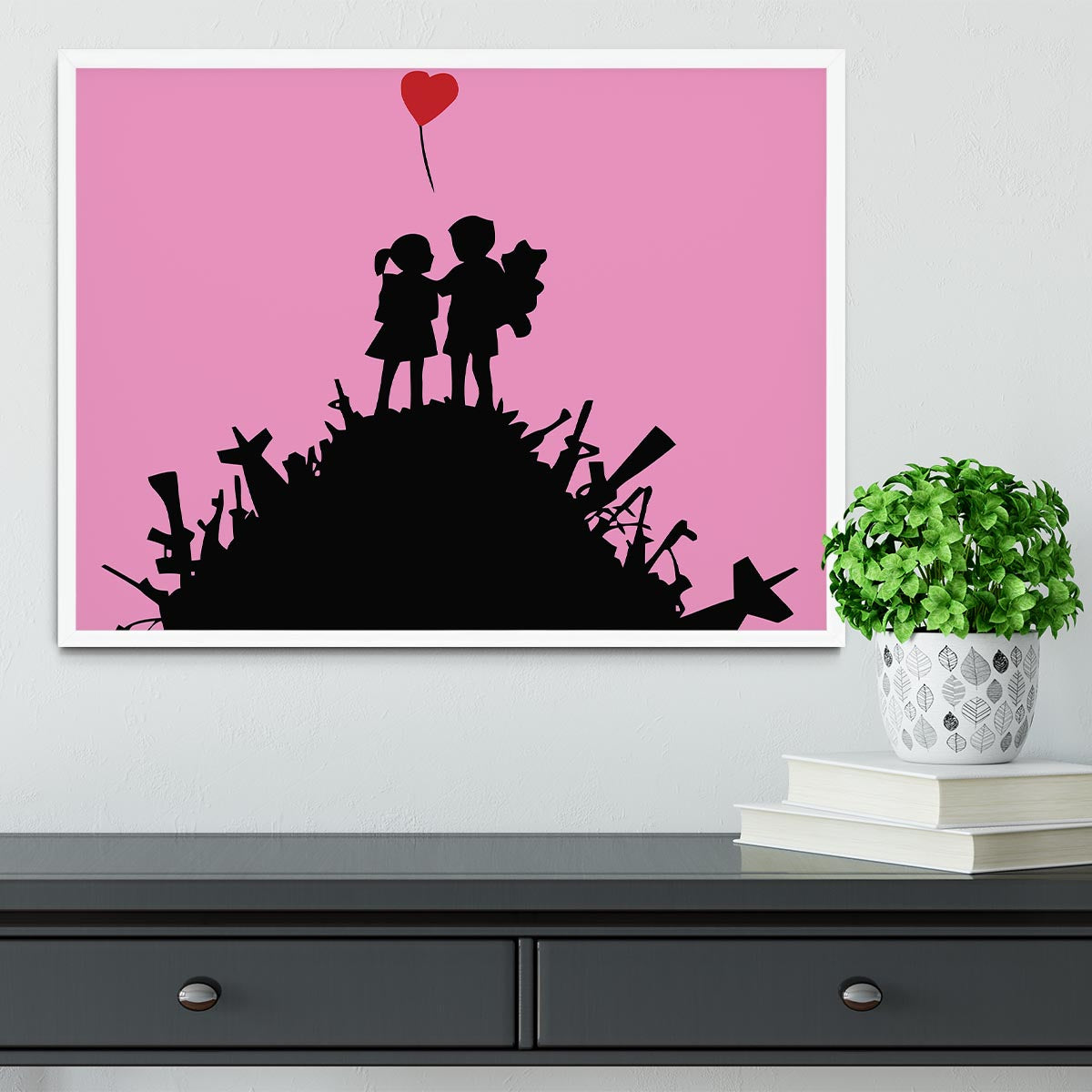 Banksy Kids On Gun Hill Pink Framed Print - Canvas Art Rocks -6