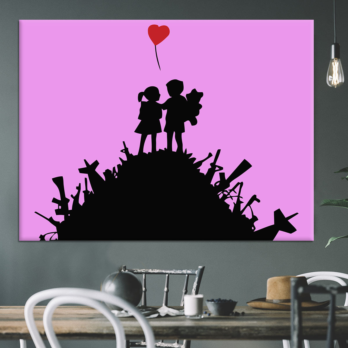 Banksy Kids On Gun Hill Purple Canvas Print or Poster - Canvas Art Rocks - 3