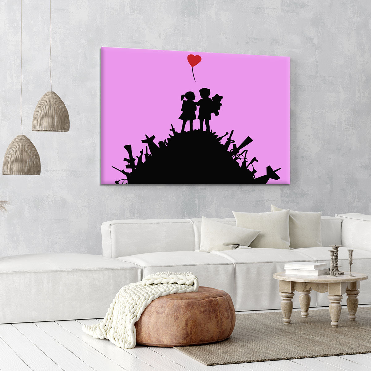 Banksy Kids On Gun Hill Purple Canvas Print or Poster - Canvas Art Rocks - 6