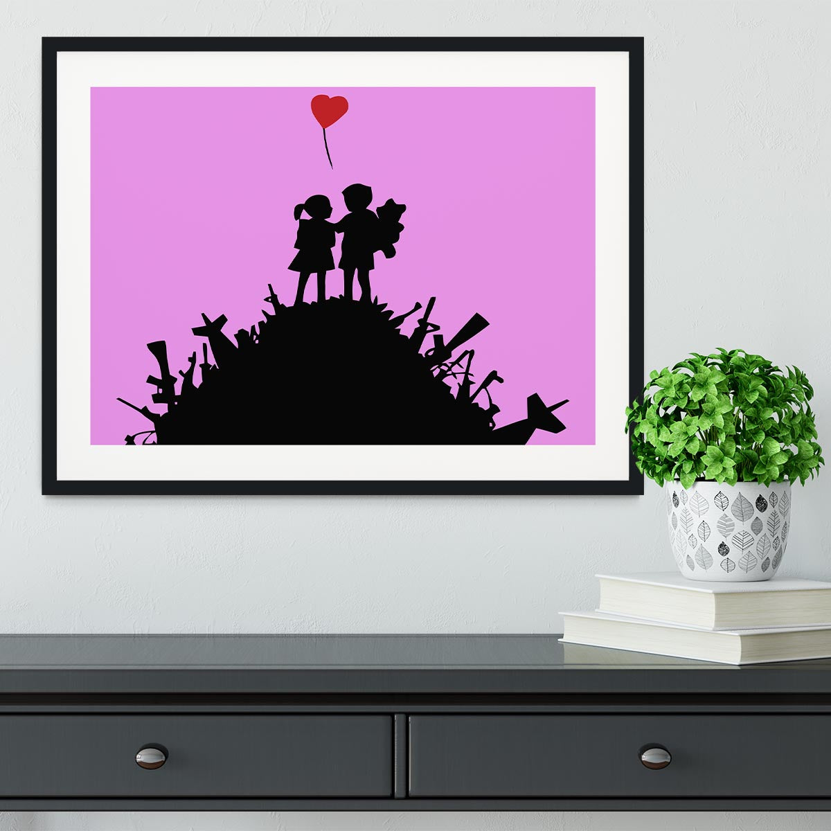 Banksy Kids On Gun Hill Purple Framed Print - Canvas Art Rocks - 1