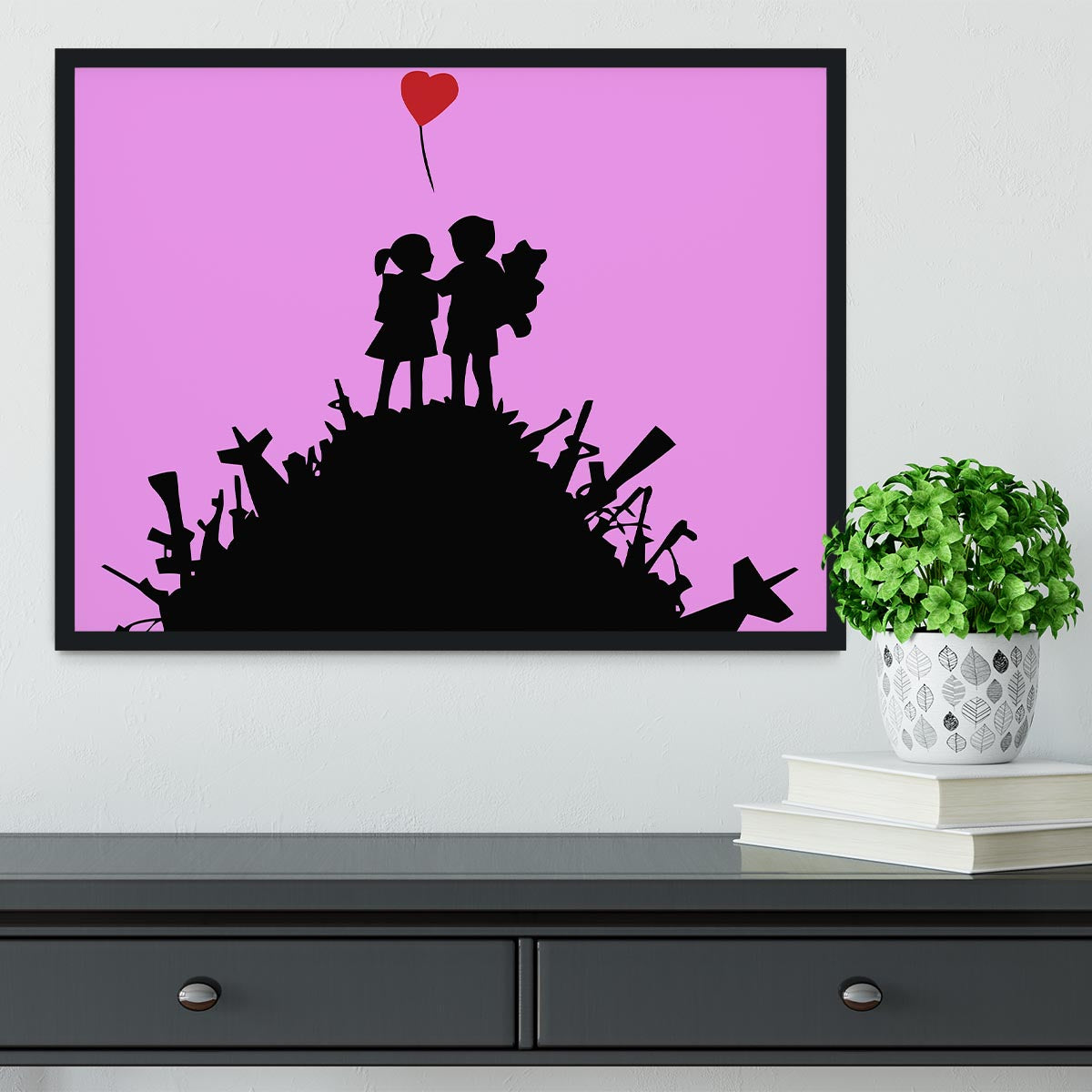 Banksy Kids On Gun Hill Purple Framed Print - Canvas Art Rocks - 2