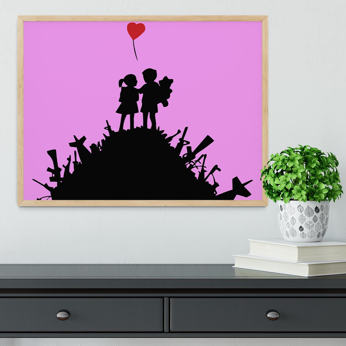 Banksy Kids On Gun Hill Purple Framed Print - Canvas Art Rocks - 4