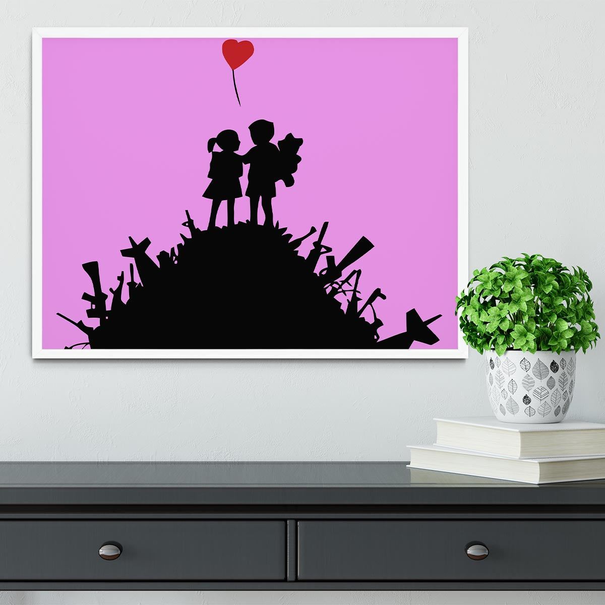 Banksy Kids On Gun Hill Purple Framed Print - Canvas Art Rocks -6