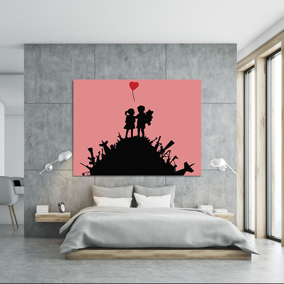 Banksy Kids On Gun Hill Red Canvas Print or Poster - Canvas Art Rocks - 5