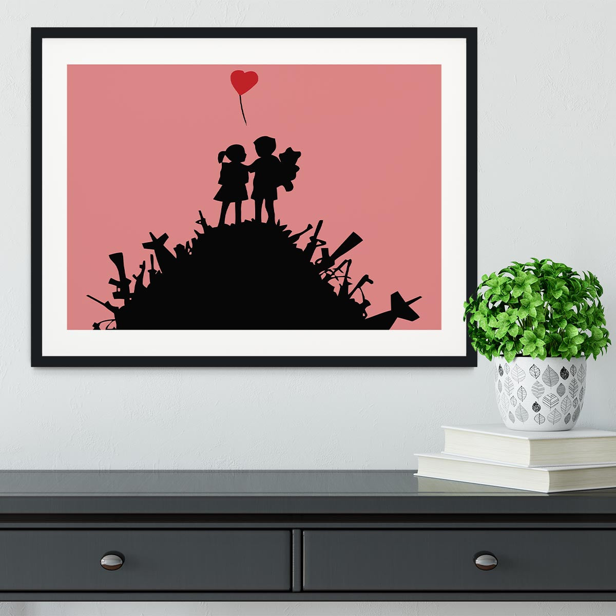 Banksy Kids On Gun Hill Red Framed Print - Canvas Art Rocks - 1