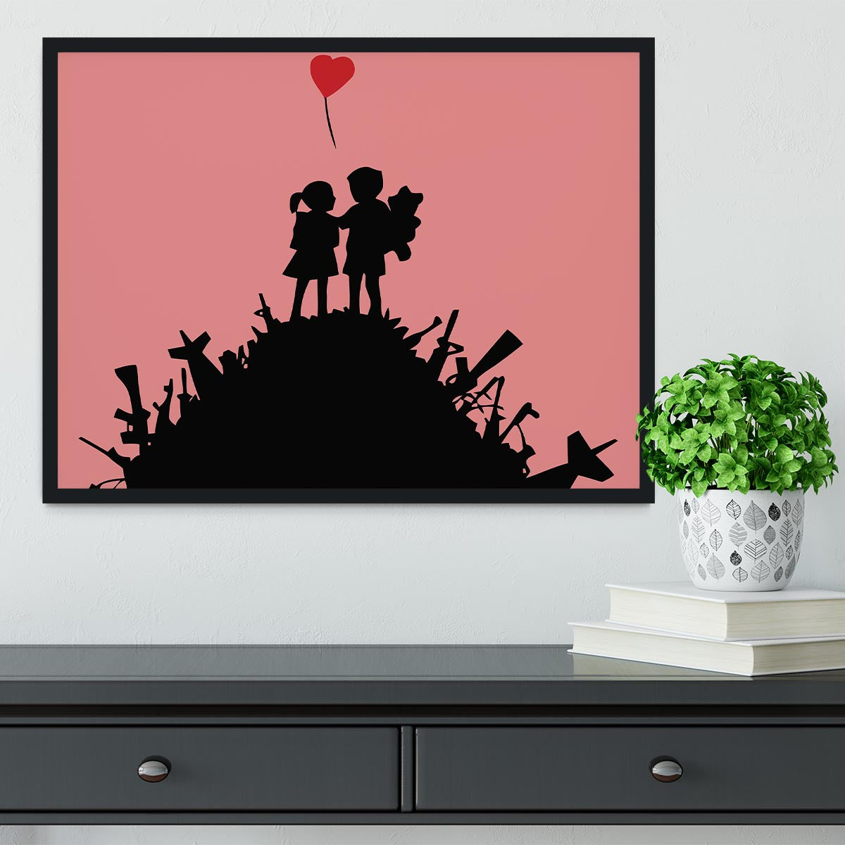 Banksy Kids On Gun Hill Red Framed Print - Canvas Art Rocks - 2