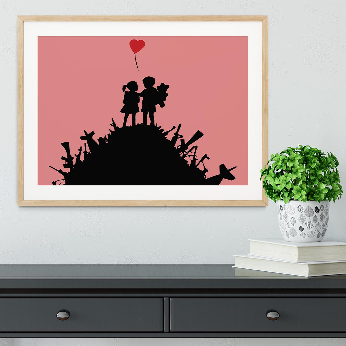 Banksy Kids On Gun Hill Red Framed Print - Canvas Art Rocks - 3
