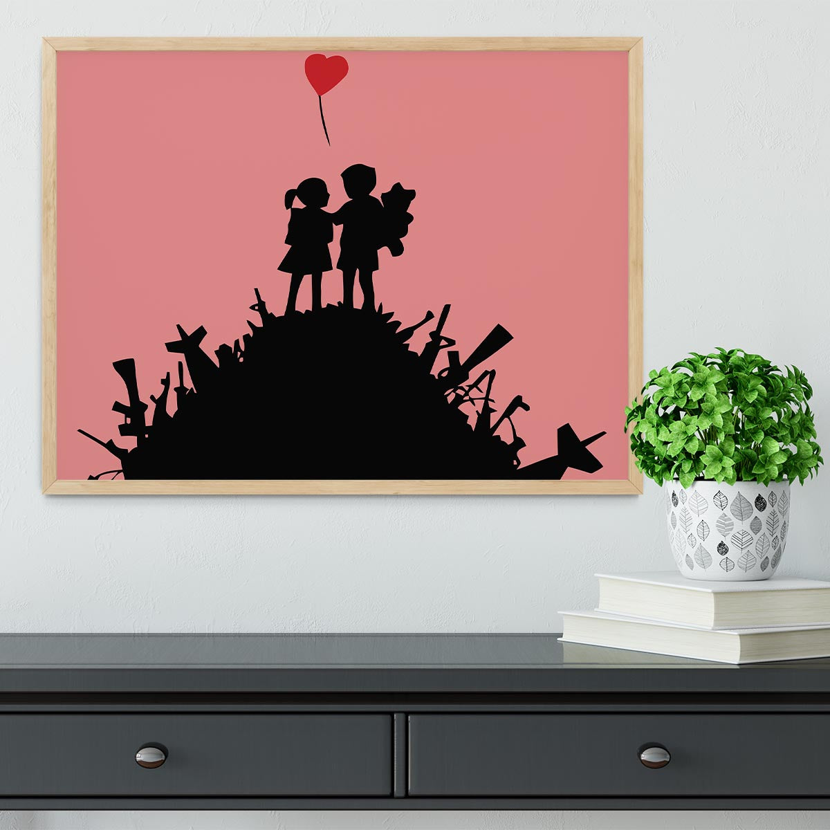 Banksy Kids On Gun Hill Red Framed Print - Canvas Art Rocks - 4