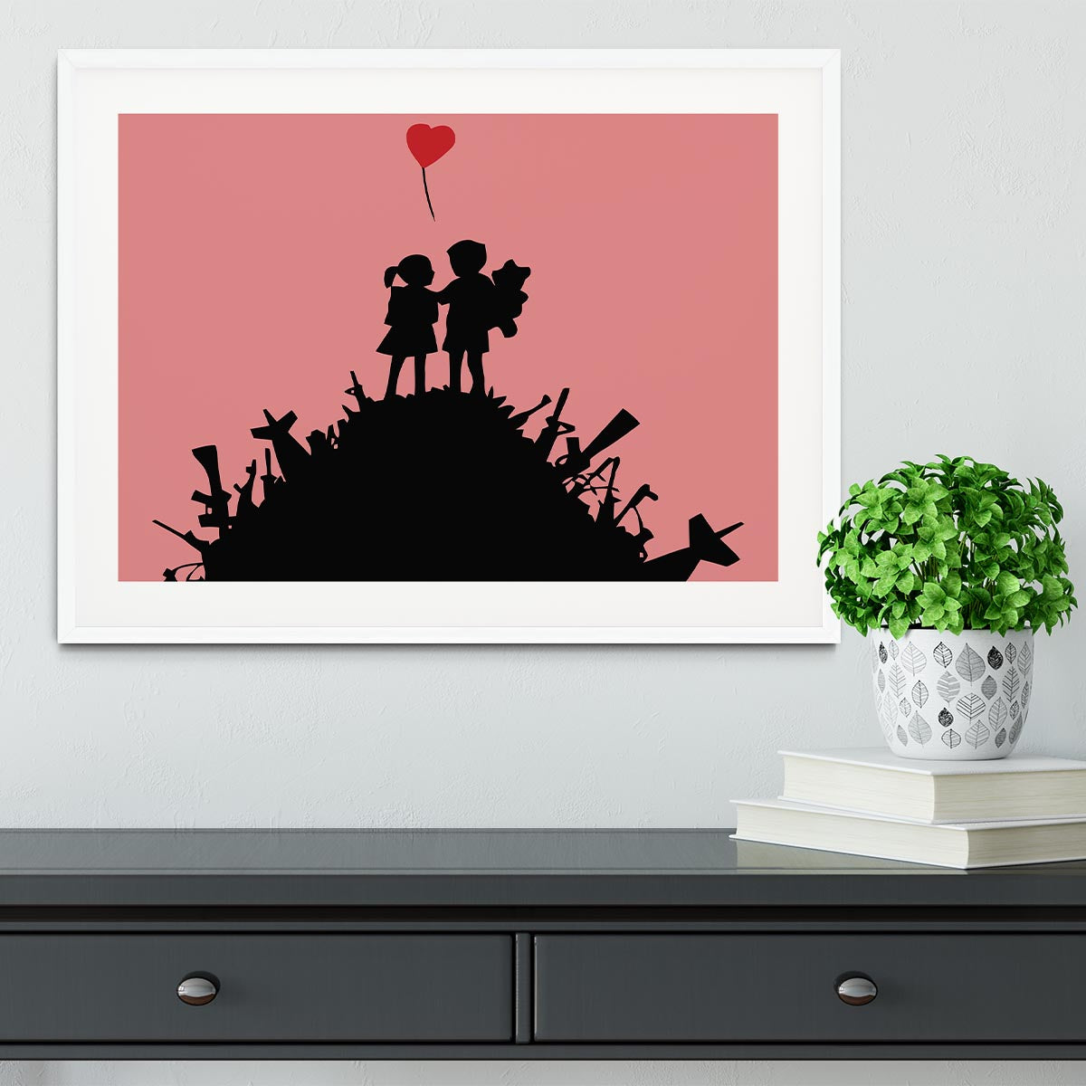 Banksy Kids On Gun Hill Red Framed Print - Canvas Art Rocks - 5