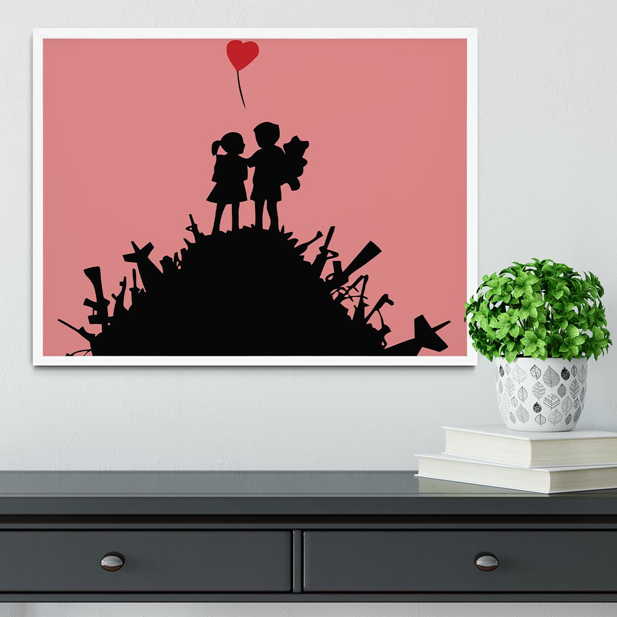 Banksy Kids On Gun Hill Red Framed Print - Canvas Art Rocks -6