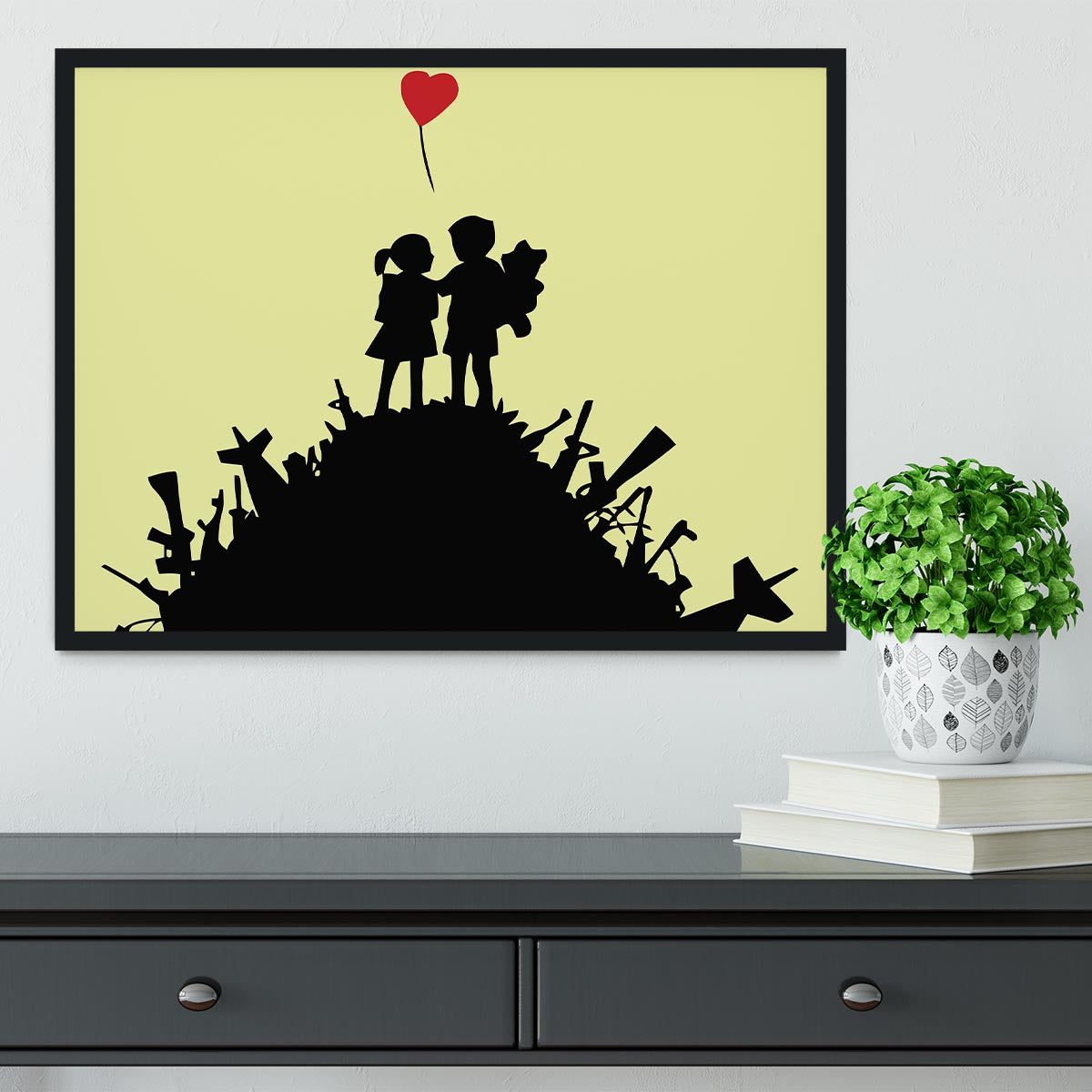 Banksy Kids On Gun Hill Yellow Framed Print - Canvas Art Rocks - 2