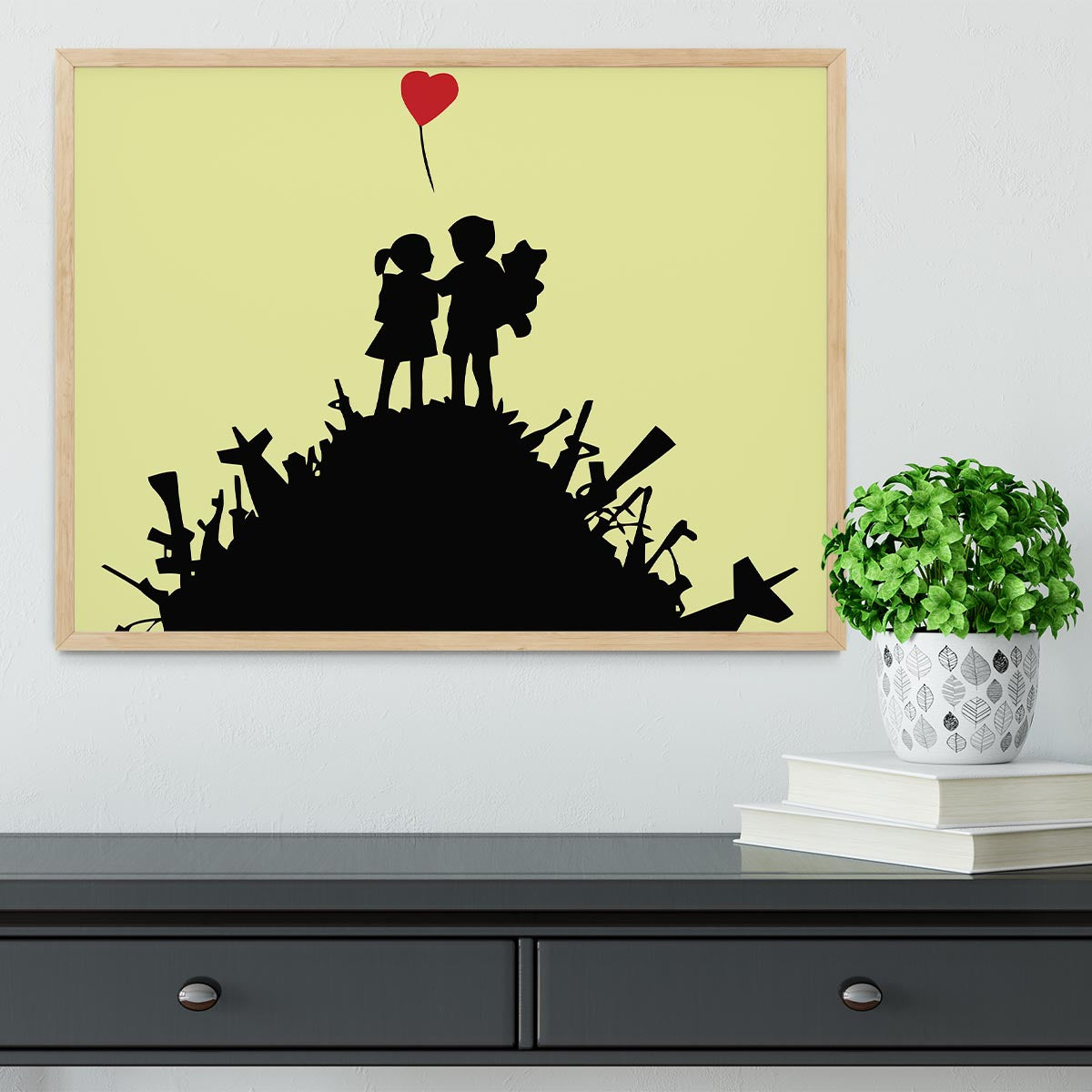 Banksy Kids On Gun Hill Yellow Framed Print - Canvas Art Rocks - 4