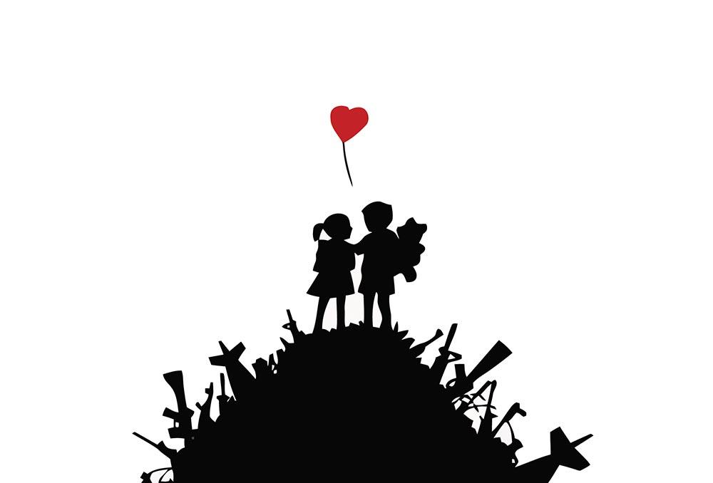 Banksy Kids on Gun Hill Wall Mural Wallpaper - Canvas Art Rocks - 1
