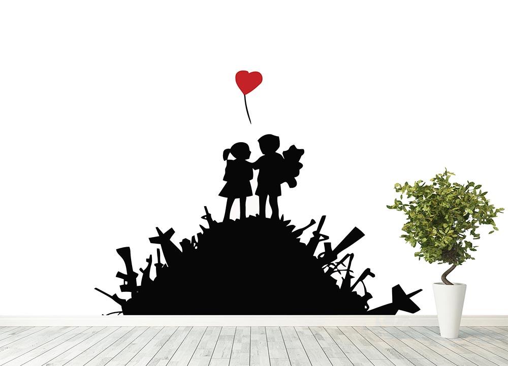 Banksy Kids on Gun Hill Wall Mural Wallpaper - Canvas Art Rocks - 4
