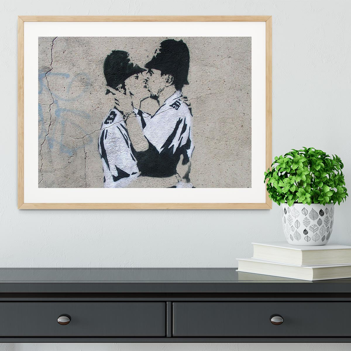 Banksy Kissing Policemen Framed Print