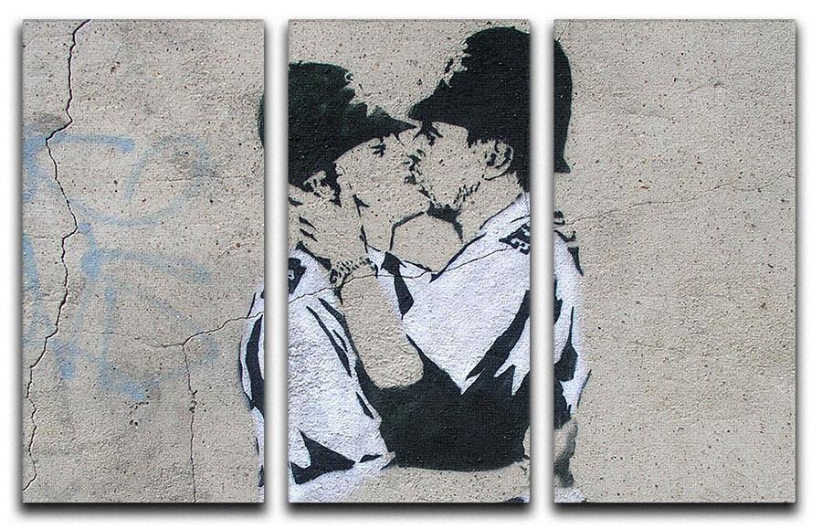Banksy Kissing Policemen 3 Split Canvas Print - Canvas Art Rocks
