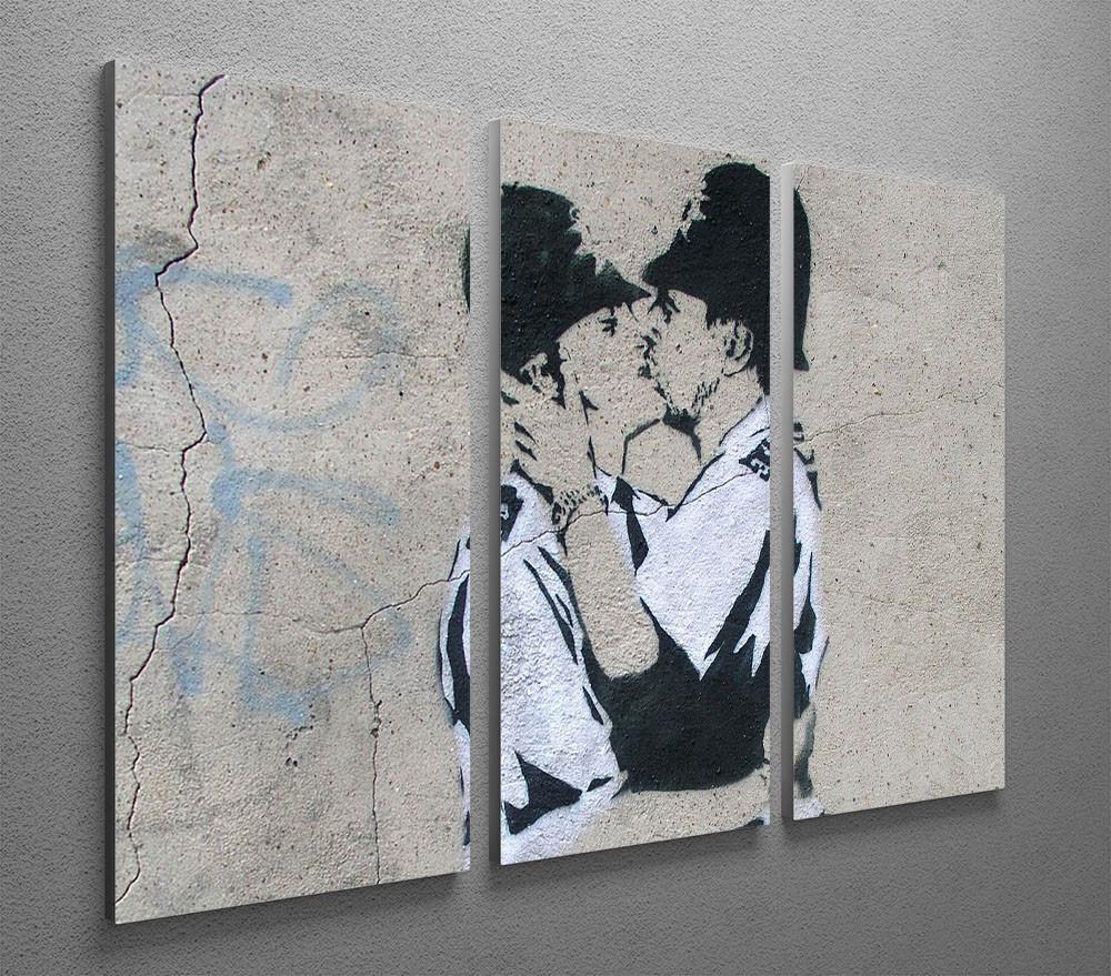 Banksy Kissing Policemen 3 Split Canvas Print - Canvas Art Rocks