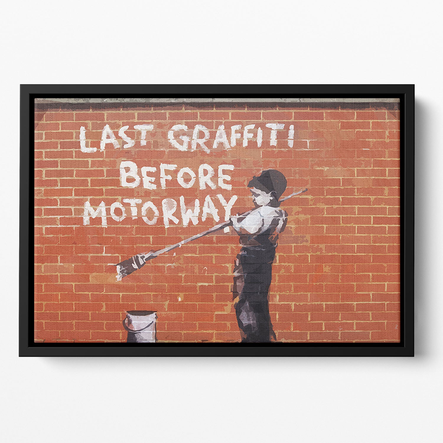 Banksy Last Graffiti Before Motorway Floating Framed Canvas - Canvas Art Rocks - 2