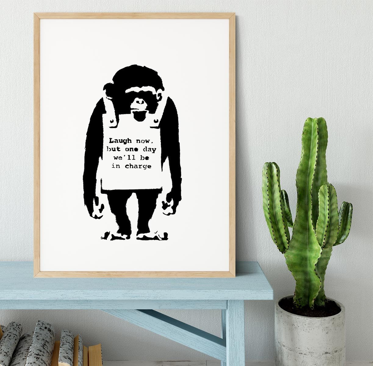 Banksy Laugh Now Monkey Framed Print