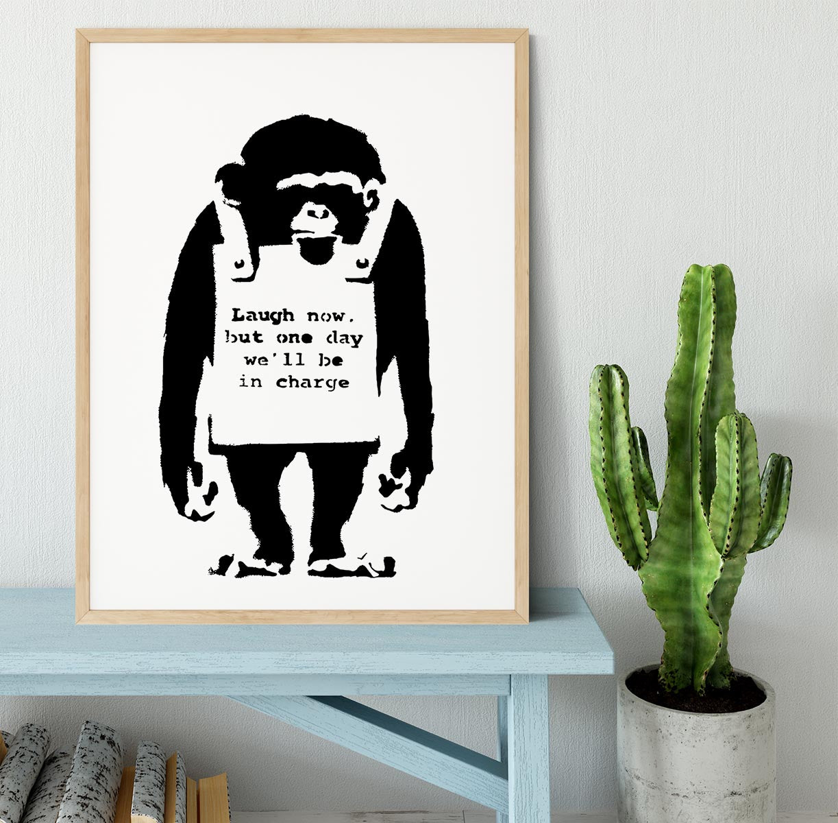 Banksy Laugh Now Monkey Framed Print