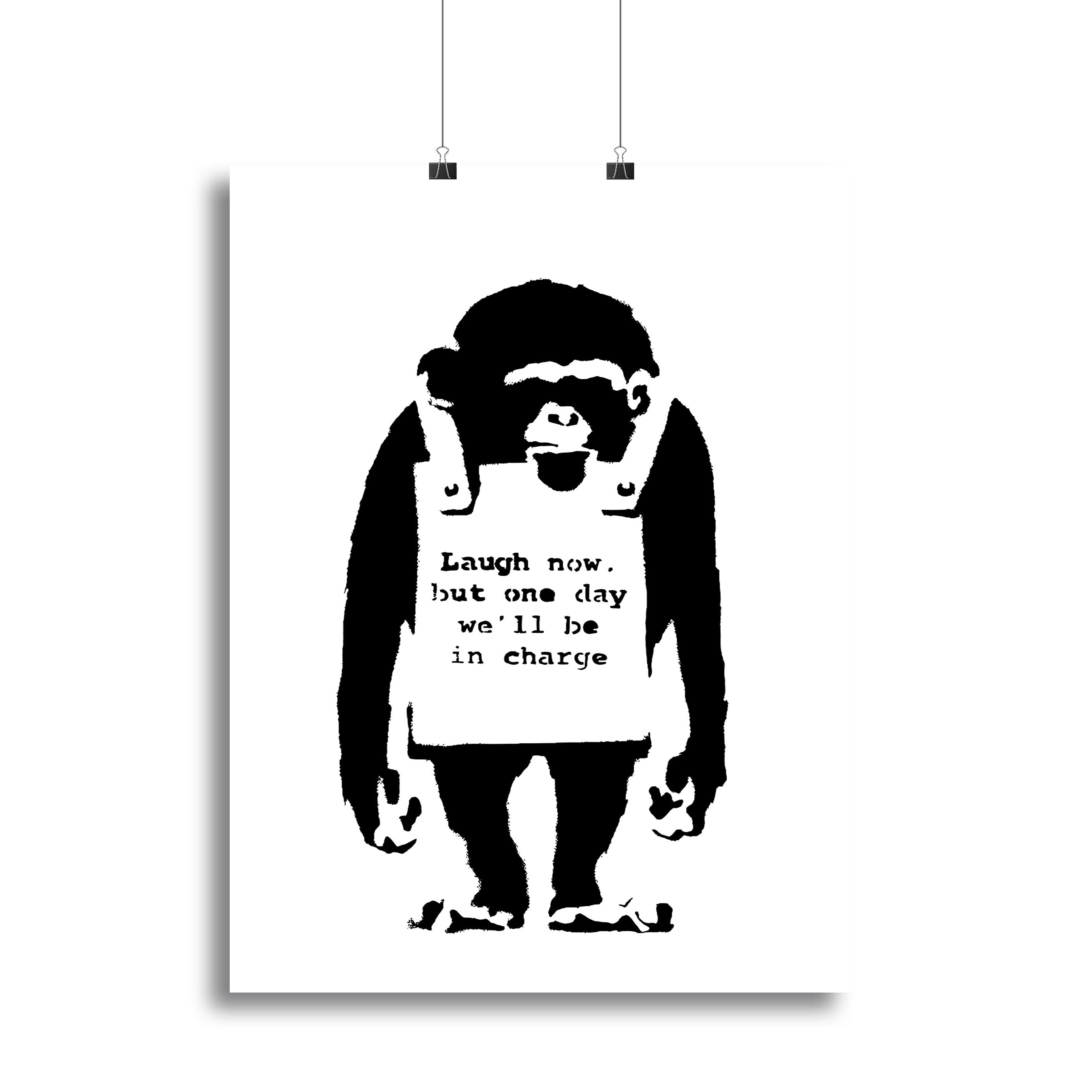 Banksy Laugh Now Monkey Canvas Print or Poster