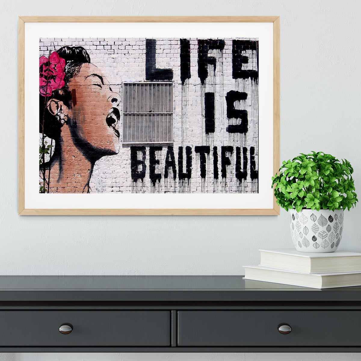 Banksy Life is Beautiful  - Version 2 Framed Print