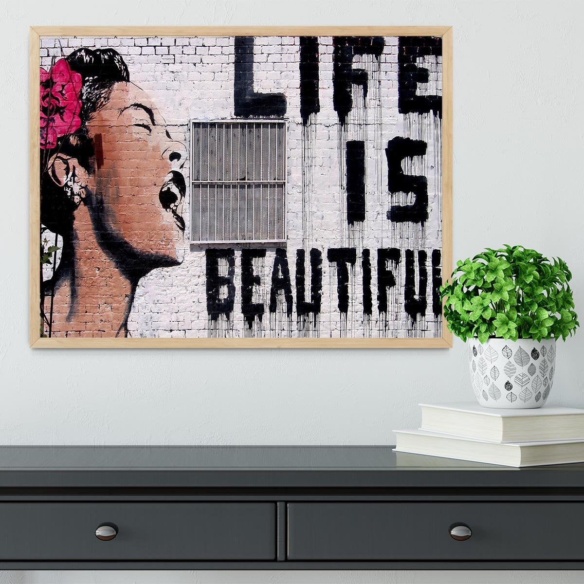 Banksy Life is Beautiful  - Version 2 Framed Print