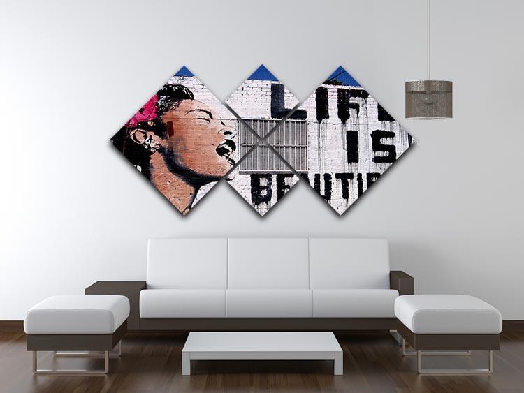 Banksy Life is Beautiful 4 Square Multi Panel Canvas - Canvas Art Rocks - 3