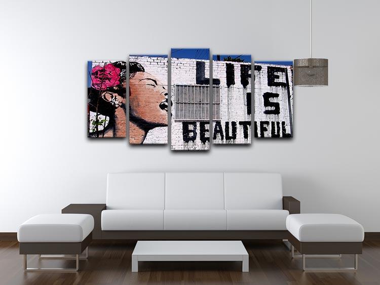 Banksy Life is Beautiful 5 Split Panel Canvas - Canvas Art Rocks - 3