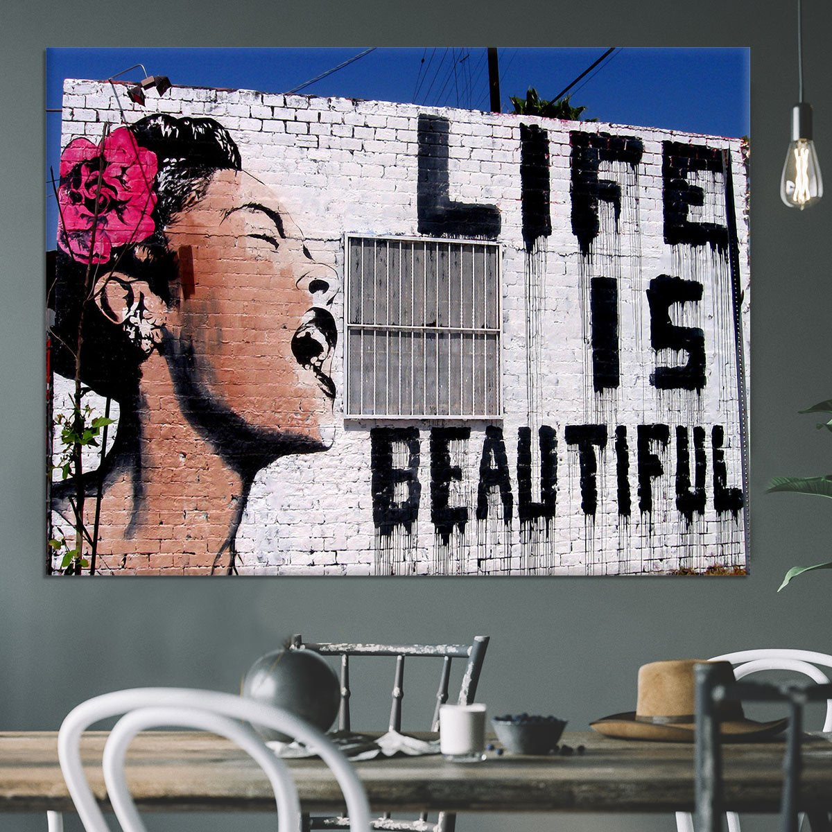 Banksy Life is Beautiful Canvas Print & Poster