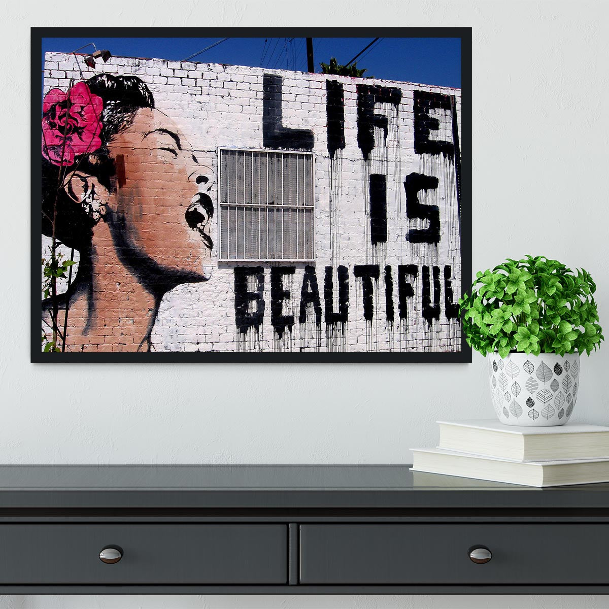Banksy Life is Beautiful Framed Print - Canvas Art Rocks - 2