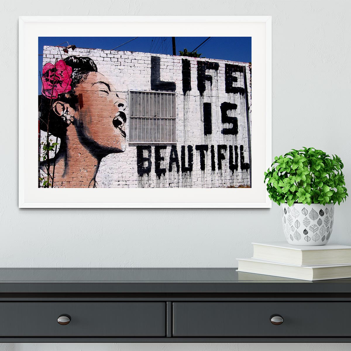 Banksy Life is Beautiful Framed Print - Canvas Art Rocks - 5