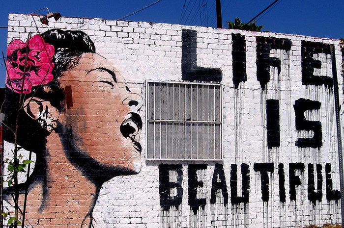 Banksy Life is Beautiful Wall Mural Wallpaper