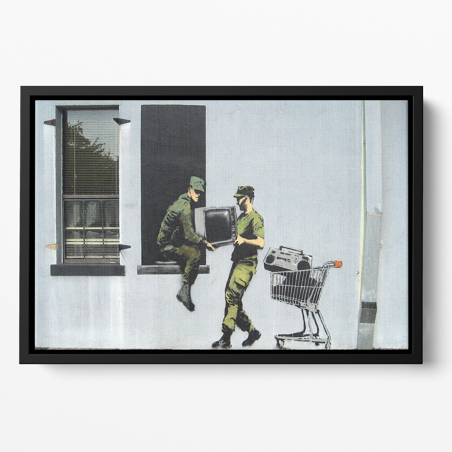 Banksy Looting Soldiers Floating Framed Canvas