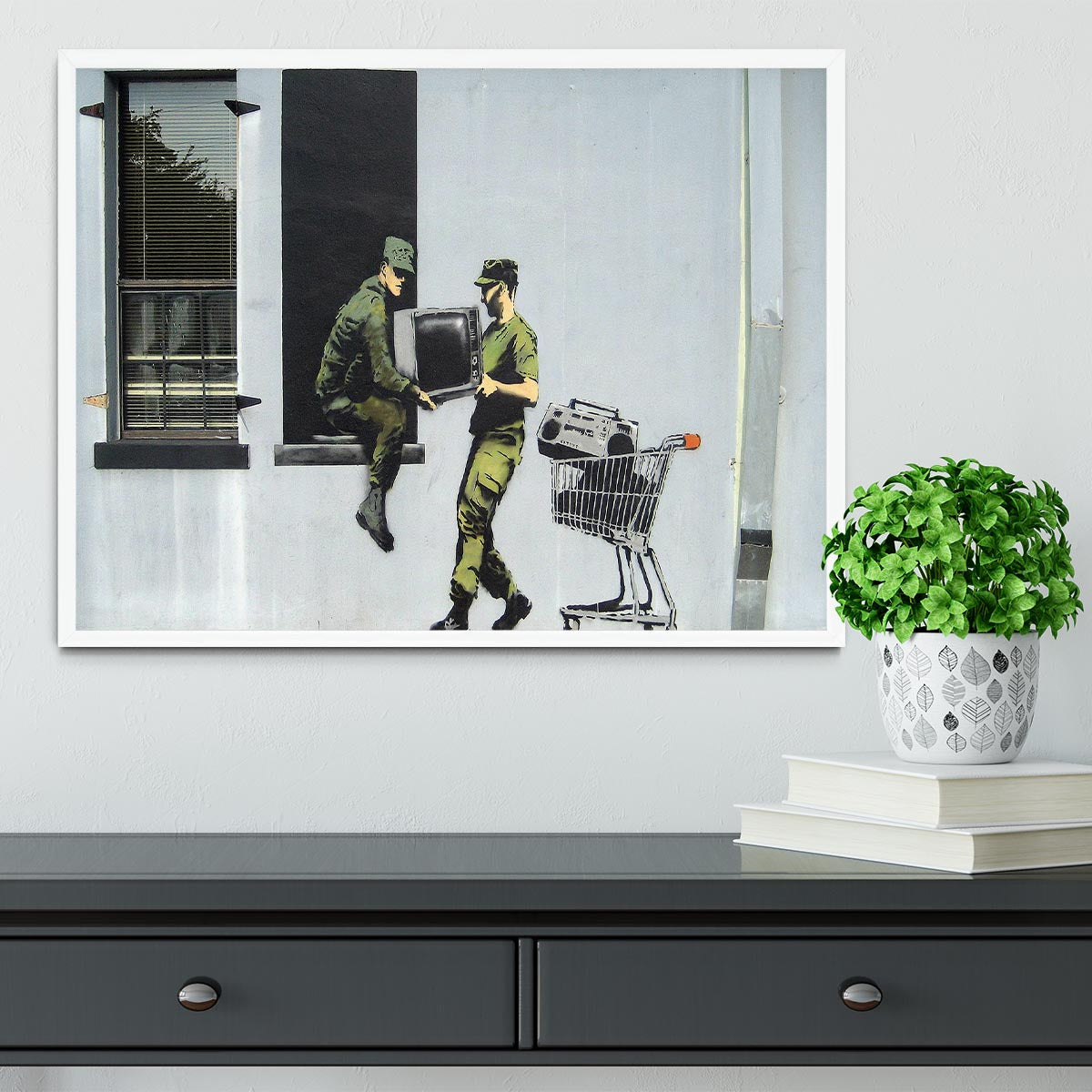 Banksy Looting Soldiers Framed Print - Canvas Art Rocks -6
